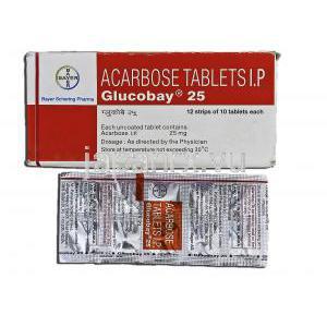 グルコバイ25 Glucobay 25, アカルボース , 25mg, 錠