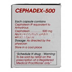 セファデックス Cephadex, セファレキシン 500mg カプセル 箱側面