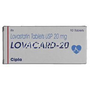 ロバカード Lovacard, メバコール ジェネリック, ロバスタチン, 20mg, 錠 箱