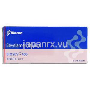 ビオセブ Biosev, セベラマー 400mg, 錠 箱
