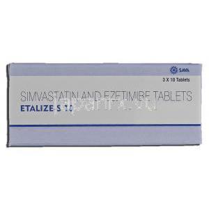 エタリーズS10 Etalize-S 10, シンバスタチン, 10mg, エゼチミブ, 10mg 錠 箱