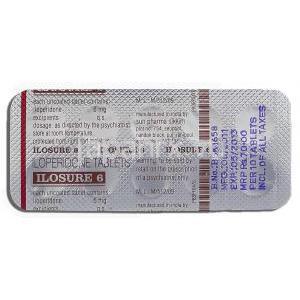 イロシュア6 Ilosure 6, イロペリドン 6mg, 錠イロシュア6 Ilosure 6, イロペリドン 6mg, 錠 包装裏面