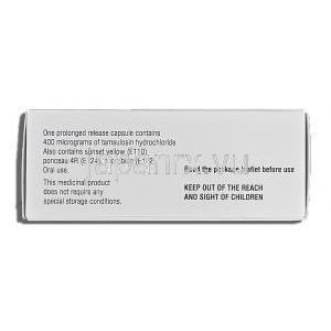 コンティフローXL Contiflo XL, タムスロシン塩酸塩 400mg 箱側面
