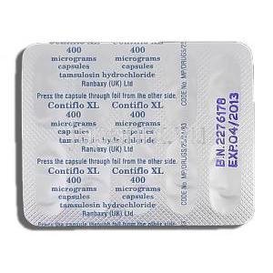 コンティフローXL Contiflo XL, タムスロシン塩酸塩 400mg 包装裏面