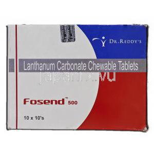 フォセンド500 Fosend 500, 炭酸ランタン, 500mg, チュアブル錠 箱