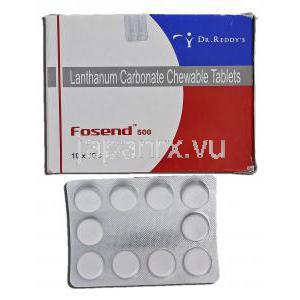 フォセンド500 Fosend 500, 炭酸ランタン, 500mg, チュアブル錠