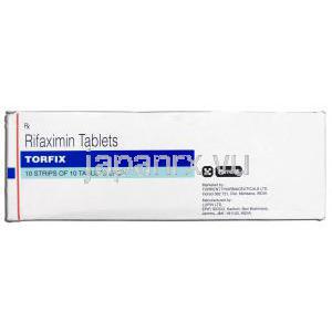 トーフィックス200 Torfix 200, キシファクサン ジェネリック, リファキシミン 200mg, 箱側面