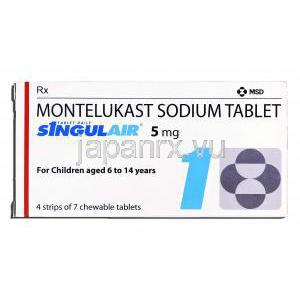 シングレア Singulair, モンテルカストナトリウム, 5mg, 錠 箱
