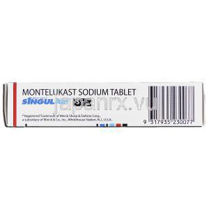シングレア Singulair, モンテルカストナトリウム, 5mg, 錠 箱側面