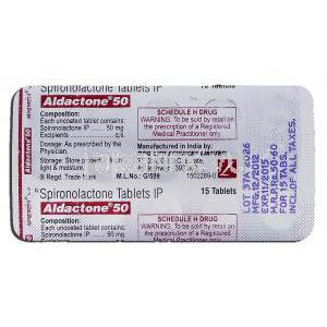 アルダクトン50 Aldactone50, スピロノラクトン 50mg 錠 包装裏面
