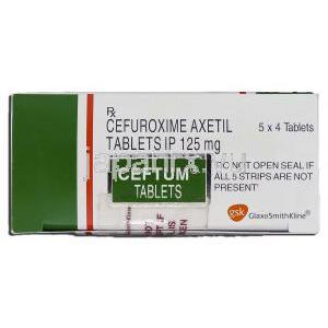 セフタム125 Ceftum 125, セフロキシム 125mg, 錠 箱上部