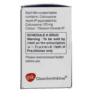 セフタム125 Ceftum 125, セフロキシム 125mg, 錠 箱側面
