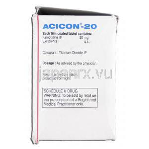 アシコン-20 Acicon-20, ガスター ジェネリック, ファモチジン 20mg, 錠 成分情報
