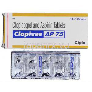 クロピバスAP75 Clopivas AP 75, クロピドグレル/ アスピリン 75mg, 錠