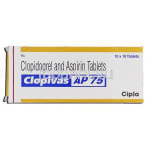 クロピバスAP75 Clopivas AP 75, クロピドグレル/ アスピリン 75mg, 錠 箱