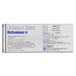 デフナロン-6 Defnalone-6, カルコート ジェネリック, デフラザコート 6mg, 錠 箱裏面