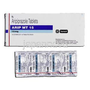 アリップMT15 Arip MT 15, アビリファイ ジェネリック, アリピプラゾール 15mg, 錠