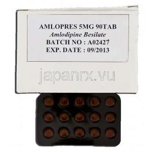 アムロプレス5 Amlopres 5, アムロジン/ノルバスク ジェネリック, アムロジピン 5mg, 錠
