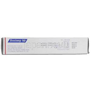ゾニセップ50 Zonisep 50, エクセグラン ジェネリック, ゾニサミド 50mg, 箱側面