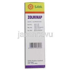 ゾルミナップ Zolminap, ゾーミッグ ジェネリック, ゾルミトリプタン 5mg, 2ml 鼻スプレー, 箱記載情報