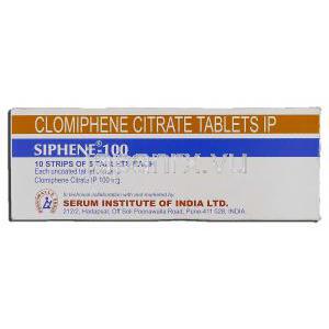 サイフェン100 Siphene 100, クロミッド ジェネリック, クロミフェン 100mg, 錠, 箱