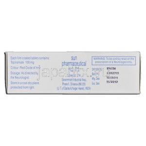 トピロール100 Topirol 100, トピナ ジェネリック, ピラマート 100mg, 錠, 製造者情報