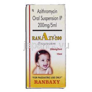 ラナジー200 Ranazy 200, ジスロマックス ジェネリック, アジスロマイシン 200mg/5ml, 内服懸濁液, 箱