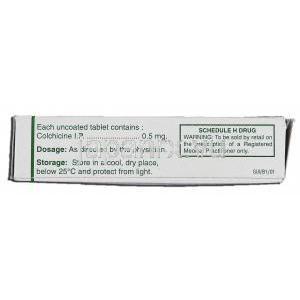 ゴートニル Goutnil, コルヒチン ジェネリック, コルヒチン 0.5mg, 錠, 箱記載情報