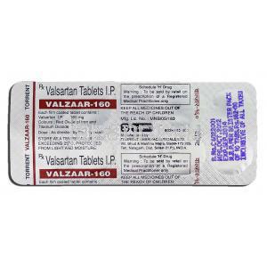 バルザー160 Valzaar 160, バルサルタン 160mg, 錠, 包装裏面