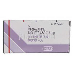 ミルナイト 7.5, レメロンジェネリック，ミルタザピン 7.5mg 箱
