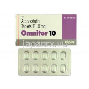 オムニトール, リピトール ジェネリック, アトルバスタチン, 10mg, 錠