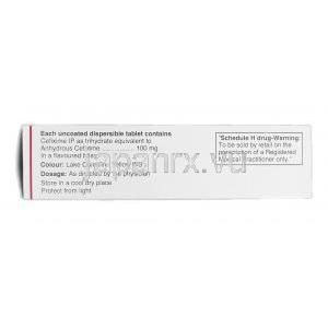 ジプラックDT 100 Ziprax-100 DT, スプラックス ジェネリック, セフィキシム 5mg, 徐放錠 箱側面