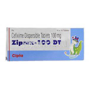 ジプラックDT 100 Ziprax-100 DT, スプラックス ジェネリック, セフィキシム 5mg, 徐放錠 箱