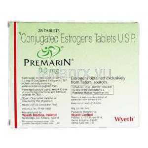 プレマリン　Premarin, 結合型エストロゲン 0.3mg, 錠, 箱裏面