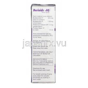 デリニド-AQ Derinide-AQ 200MD, リノコートアクア ジェネリック, 水溶性ブデソニド, 64 mcg, 箱記載情報