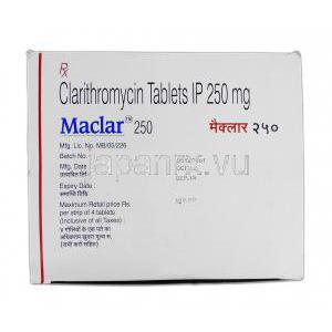 マックラー250 Maclar 250, クラリス  ジェネリック, クラリスロマイシン, 250 mg, 箱上部