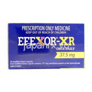 エフェクサー XR　Efexor-XR, ベンラファキシン 37.5mg カプセル (Wyeth) 箱
