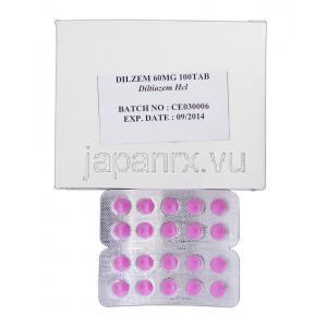 ジルゼム Dilzem, ヘルベッサー ジェネリック, ジルチアゼム, 60mg, 錠