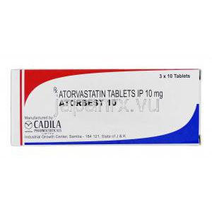 アトルベスト10 , リピトール ジェネリック, アトルバスタチン, 10 mg, 錠, 箱