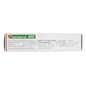 メサコールDR Mesacol DR 800, アサコール ジェネリック, メサラミン DR 800mg, 錠, 箱記載情報