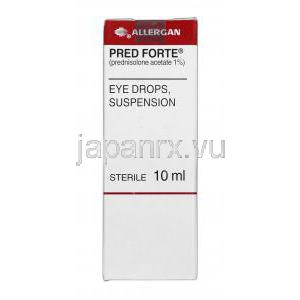 プレッドフォルテ Pred Forte Eye Drop, Branded, プレドニゾロン酢酸エステル, 1% 10ml, 点眼薬, 箱