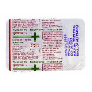 ニューコキシア Nucoxia, アルコキシア ジェネリック, エトリコキシブ 90mg 錠, 包装裏面