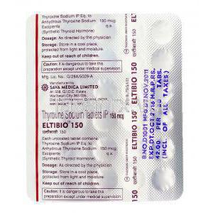 エルチビオ Eltibio, チラーヂン ジェネリック, チロキシン   150mcg, 錠,包装