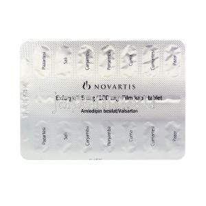 エックスフォージ Exforge, アムロジピン/  バルサルタン  5mg/ 160mg, 錠, 包装裏面