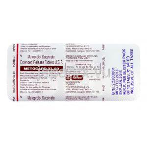 メトカード Metocard XL, セロケン XL ジェネリック, メトプロロール XR 50mg 錠, 包装