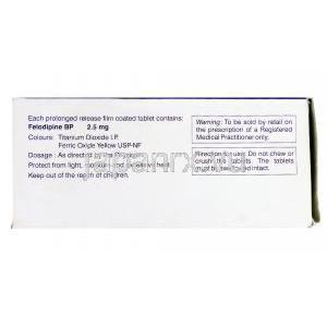 プレンディル Plendil, フェロジピン 2.5mg, 錠, 箱側面