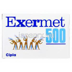 エクサーメット Exermet, グルコファージ ジェネリック, メトホルミン 500mg 持続性錠, 箱