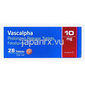 バスカルファ Vascalpha, フェロジピン ジェネリック, フェロジピン  10mg, 持続性錠, 箱