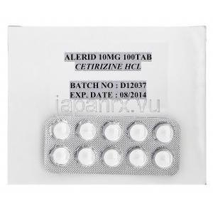 アレリッド Alerid, ジルテック  ジェネリック, セチジリン 10mg, 錠