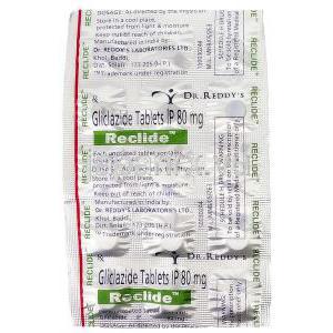 リクライド Reclide, グリミクロン ジェネリック, グリクラジド 80mg 錠, 包装